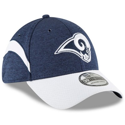 Men's Los Angeles Rams New Era Navy/White 2018 NFL Sideline Home Official 39THIRTY Flex Hat 3058213